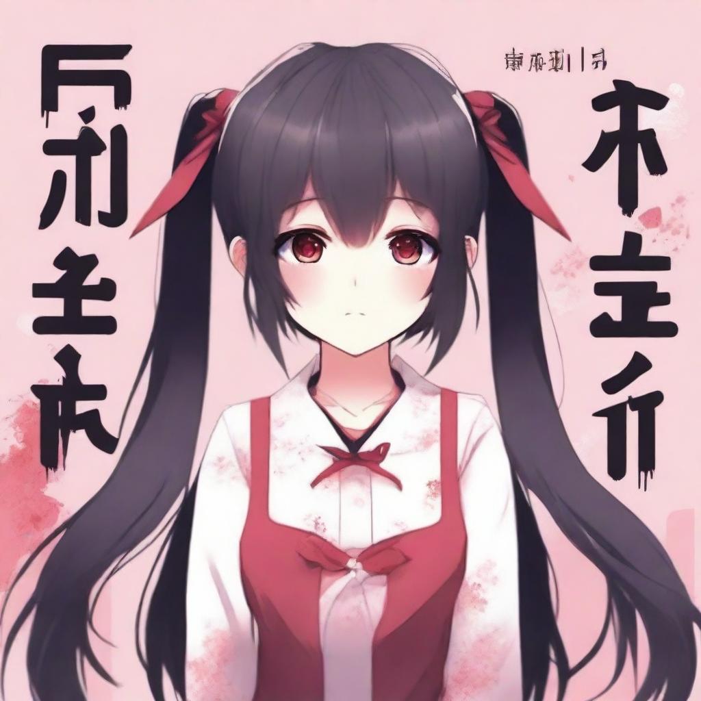 Create an anime book cover featuring a cute yandere girl