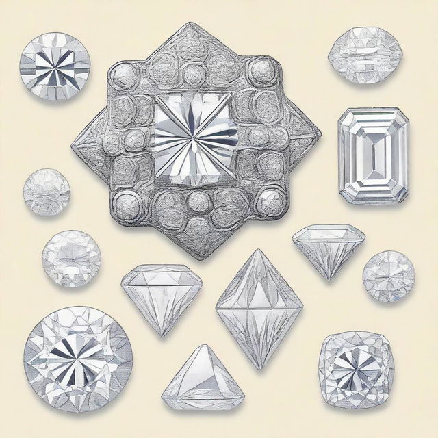 A detailed illustration of vintage diamonds