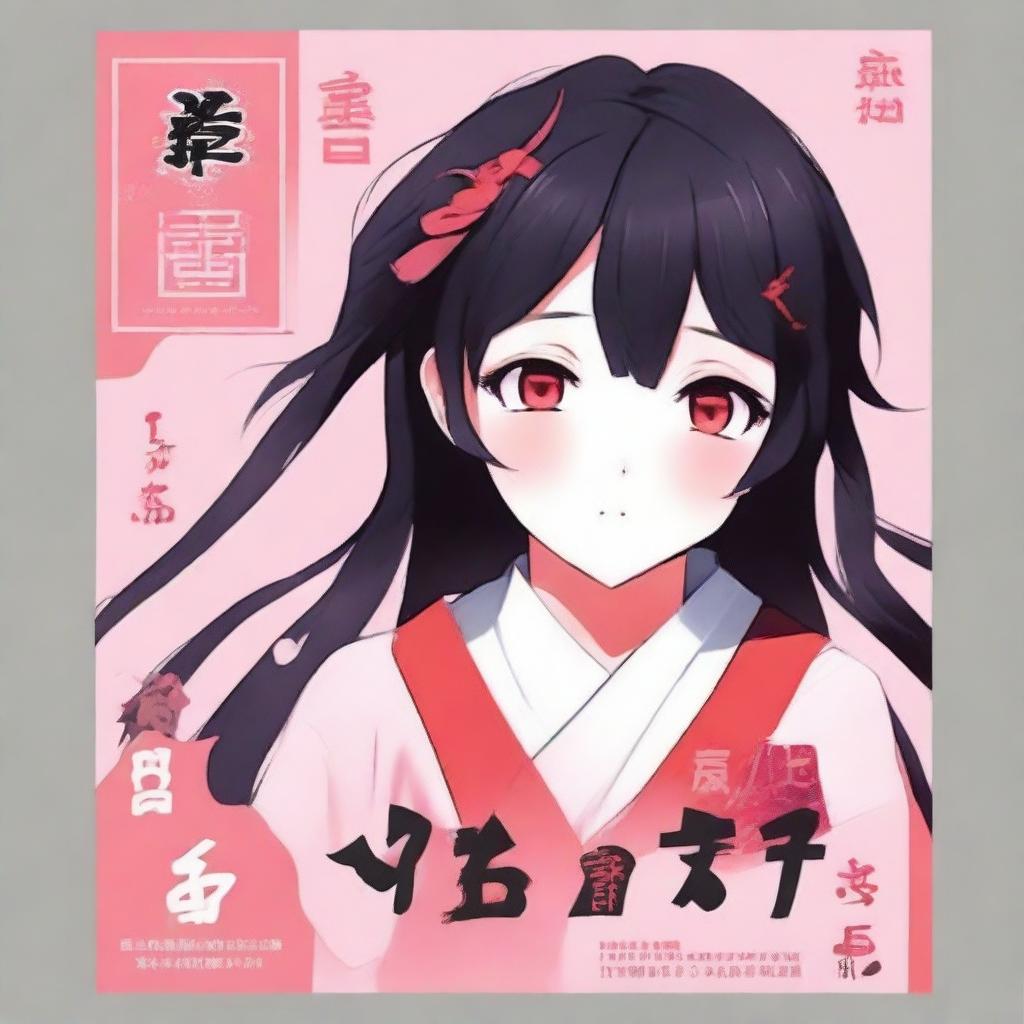 Create an anime-style book cover featuring a cute yandere girl