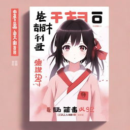 Create an anime-style book cover featuring a cute yandere girl