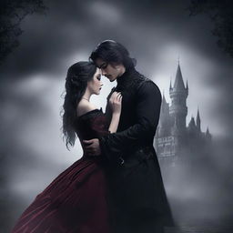 Create a book cover design featuring a gothic dark romance theme