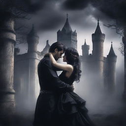 Create a book cover design featuring a gothic dark romance theme