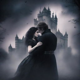 Create a book cover design featuring a gothic dark romance theme