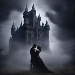 Create a book cover design featuring a gothic dark romance theme