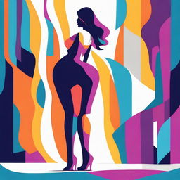 A stylized illustration of a woman with a curvy figure, emphasizing her lower body