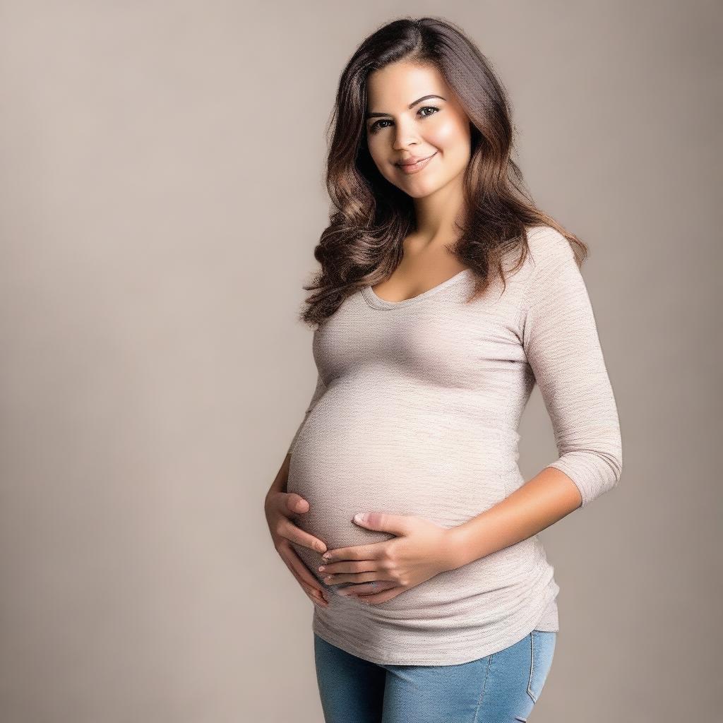 A pregnant young woman in her early twenties