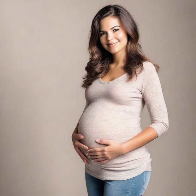 A pregnant young woman in her early twenties