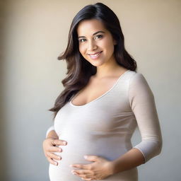 A pregnant young woman in her early twenties