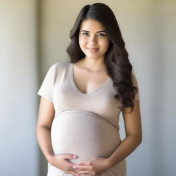 A pregnant young woman in her early twenties