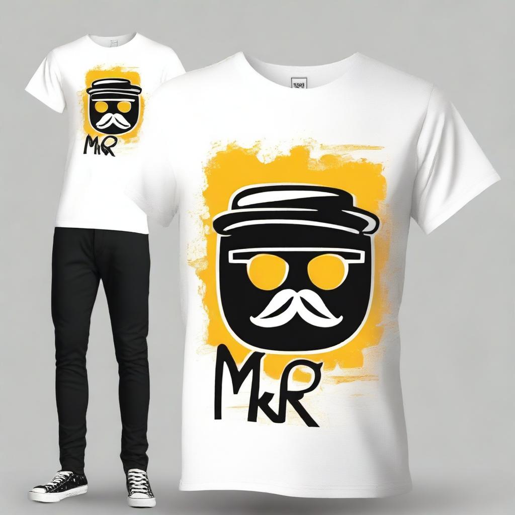 Create a t-shirt design based on the provided image featuring the text 'MR'