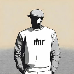 A stylish clothing design featuring the text 'MR'