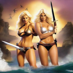 Anna Nicole Smith and Denise Milani engaged in an epic fantasy battle