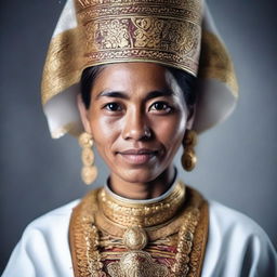 A portrait of a white Indonesian person, capturing their unique cultural background and heritage