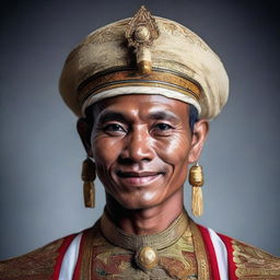 A portrait of a white Indonesian person, capturing their unique cultural background and heritage