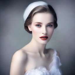 A sensual depiction of a beautiful person with white features, capturing the elegance and allure in a tasteful manner