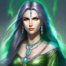 Create a portrait of a woman from a Dungeons & Dragons fantasy world