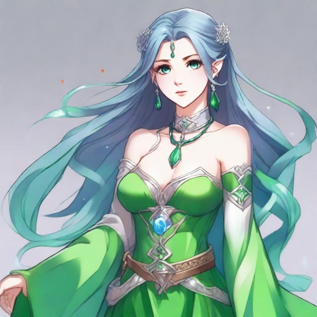 Create a portrait of a woman from a Dungeons & Dragons fantasy world in anime style