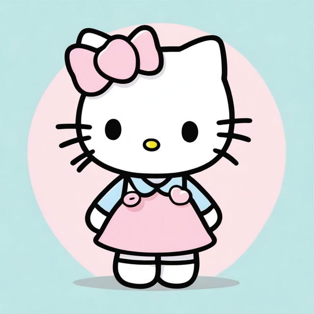 A cute Hello Kitty character without any pink color