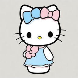 A cute Hello Kitty character without any pink color