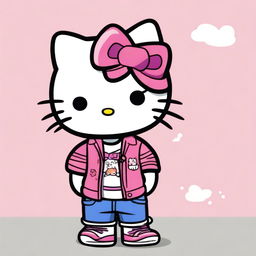 A Hello Kitty character with a tomboy appearance