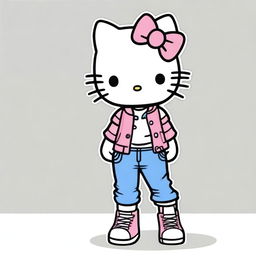 A Hello Kitty character with a tomboy appearance