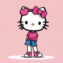 A Hello Kitty character with a tomboy appearance