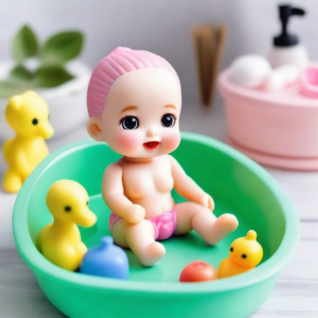 A delightful scene showing the unboxing of cute baby bath toys