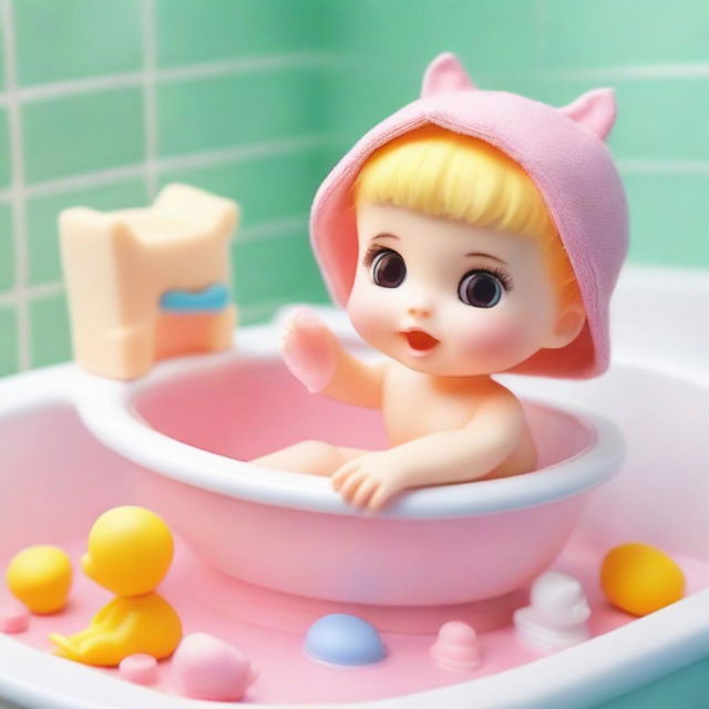 A delightful scene showing the unboxing of cute baby bath toys