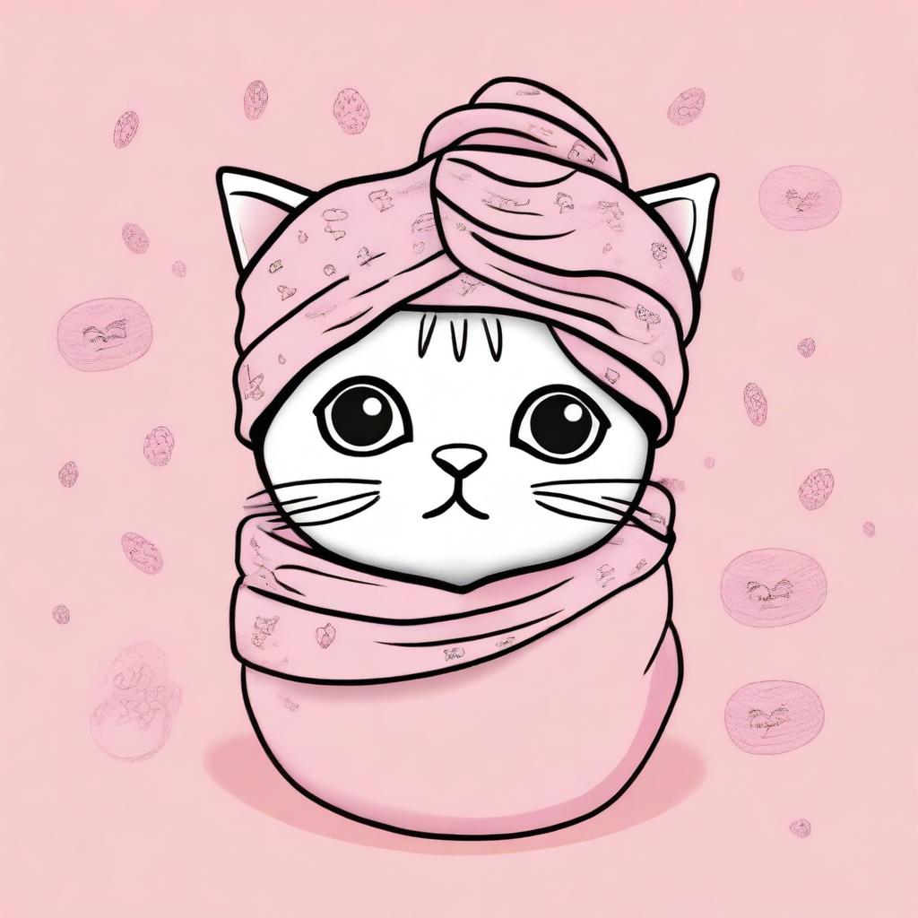 A t-shirt design featuring a cute cat wearing a turban wrap on its head