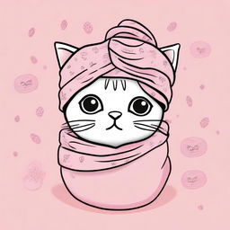 A t-shirt design featuring a cute cat wearing a turban wrap on its head