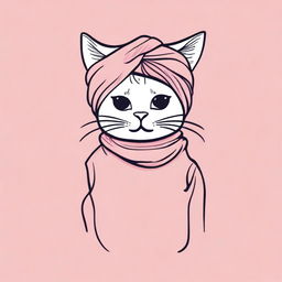 A t-shirt design featuring a cute cat wearing a turban wrap on its head