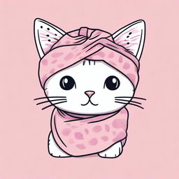 A t-shirt design featuring a cute cat wearing a turban wrap on its head