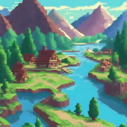 Create a vibrant and detailed pixel art scene