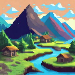 Create a vibrant and detailed pixel art scene