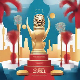 Design a vibrant and dazzling scene depicting the Cannes Lions Film Festival, emphasizing its prestigious atmosphere and connection to Mind Initiatives