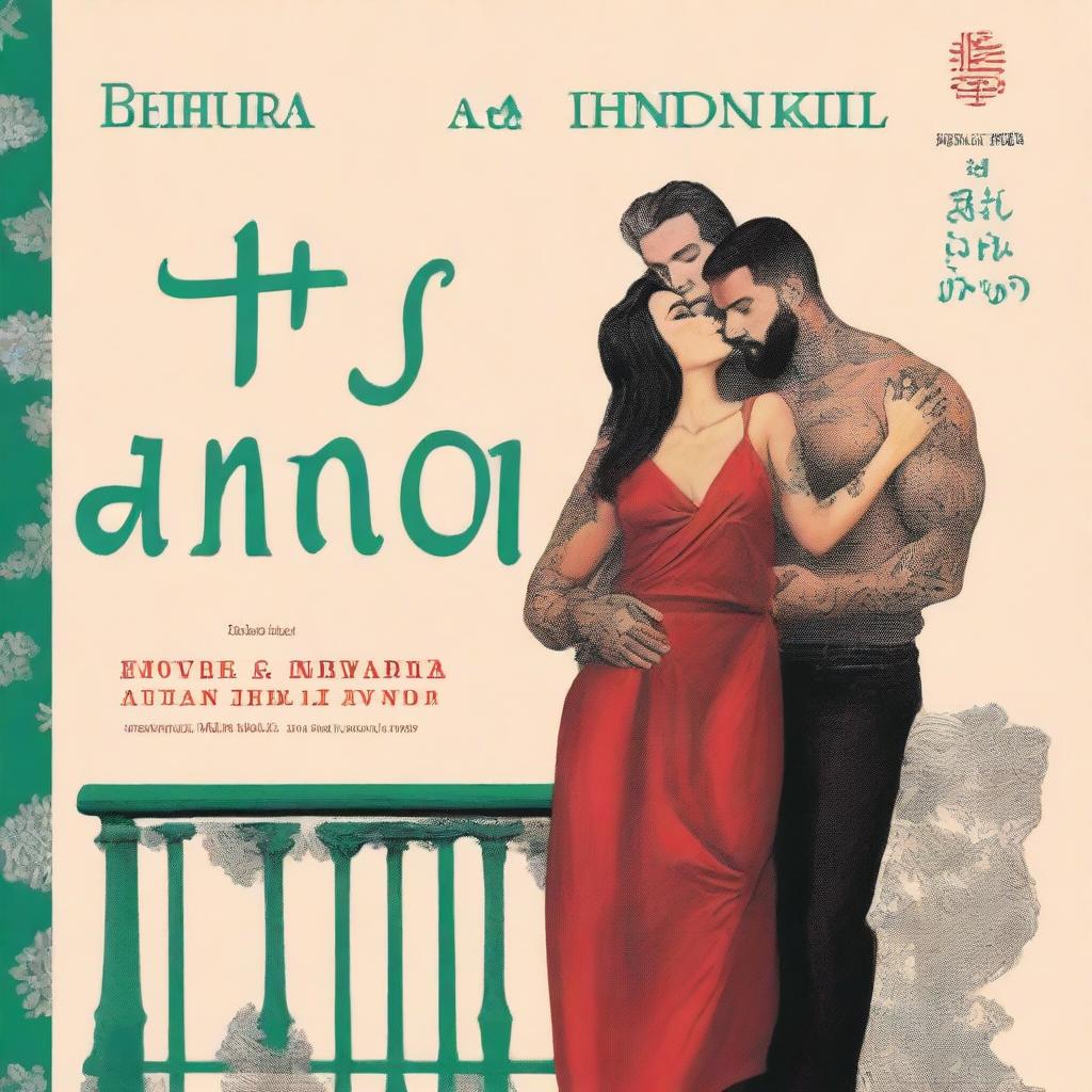 A strong man with tattoos standing on a balcony, and a woman on the adjacent balcony