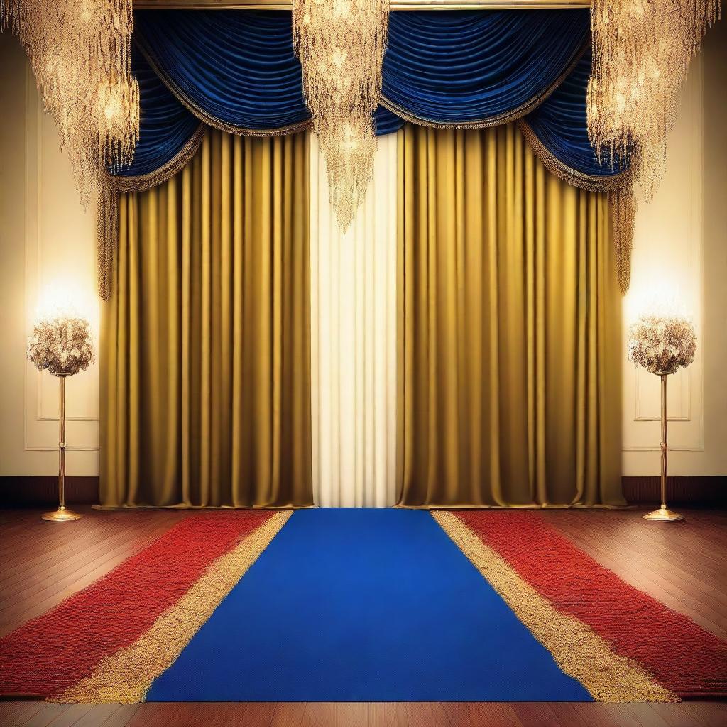 Create a glamorous and prestigious award ceremony backdrop with a dazzling atmosphere