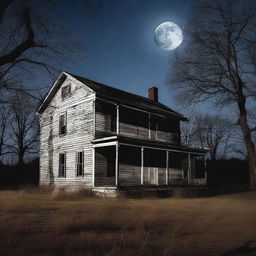 Three escaped convicts discover an old abandoned plantation home at night under the light of a full moon