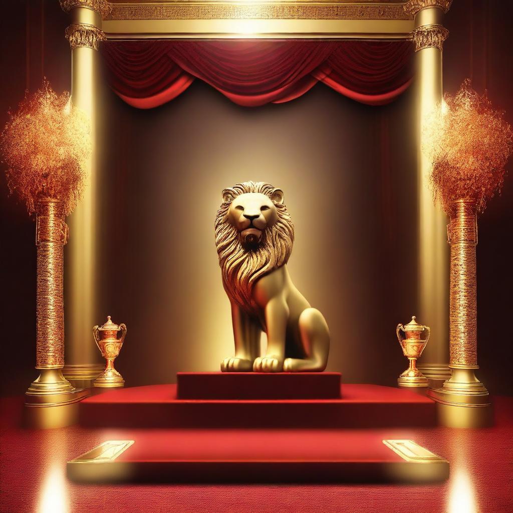 Design a glamorous and dramatic high-detail cinematic artwork symbolizing a prestigious award ceremony