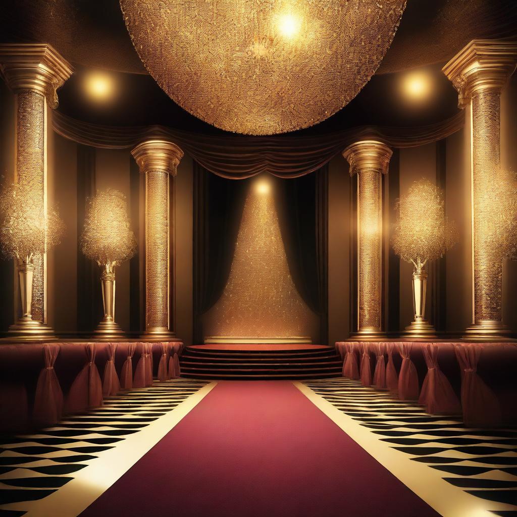 Design a glamorous and dramatic high-detail cinematic artwork symbolizing a prestigious award ceremony