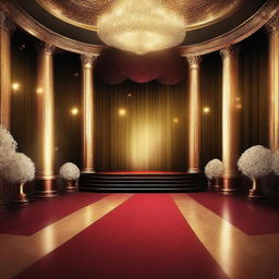 Design a glamorous and dramatic high-detail cinematic artwork symbolizing a prestigious award ceremony