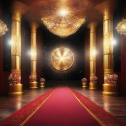 Design a glamorous and dramatic high-detail cinematic artwork symbolizing a prestigious award ceremony