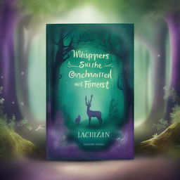 Design a captivating book cover featuring an enchanted forest with mystical creatures