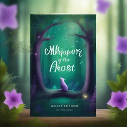 Design a captivating book cover featuring an enchanted forest with mystical creatures