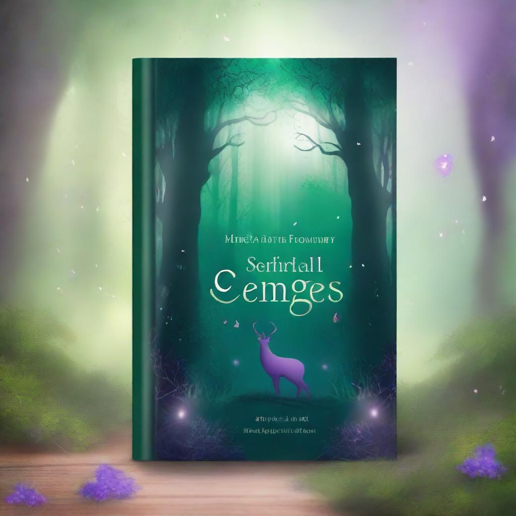 Design a captivating book cover featuring an enchanted forest with mystical creatures