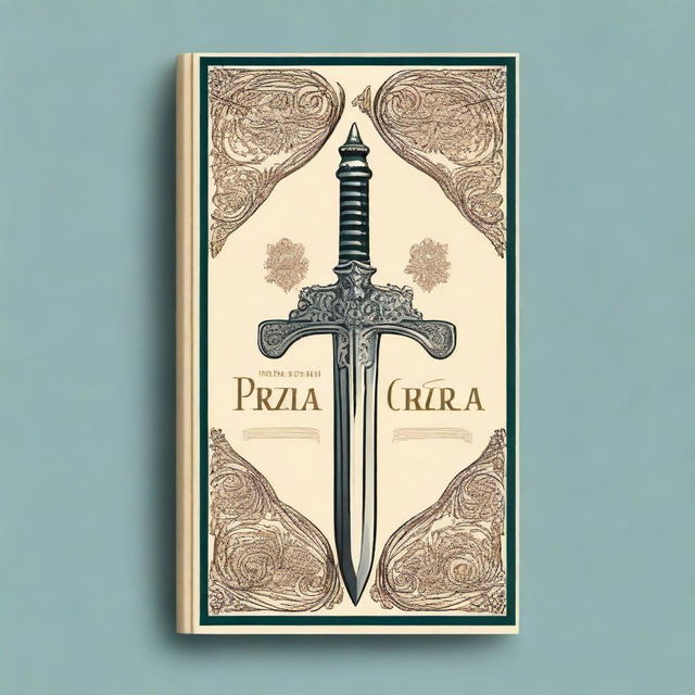 A vintage book cover featuring a beautiful sword as the central element