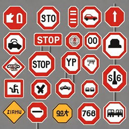 A detailed image of various traffic signs