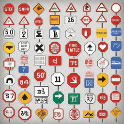 A detailed image of various traffic signs