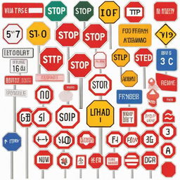 A detailed image of various traffic signs