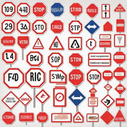 A detailed image of various traffic signs